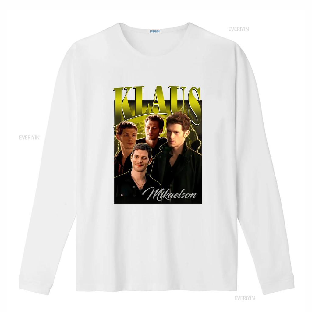 Klaus Mikaelson Koszulka Bluza Joseph Morgan Motyw Wampiryczny Nadruk Idealny dla Fanów Wysokiej Jakości Tkanina vintage Prana