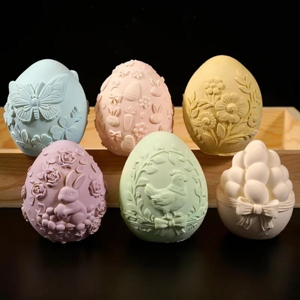 Embossed Easter Egg Mold Egg Shaped Silicone Mold DIY Plaster Mold  Easter