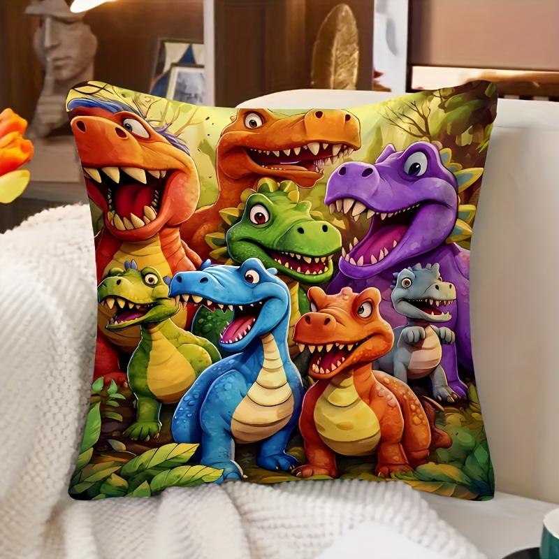 Vikama Abstract Dinosaur Cartoon Print Pillowcase Animal-Themed Cushion Cover For Home Office Party Decor