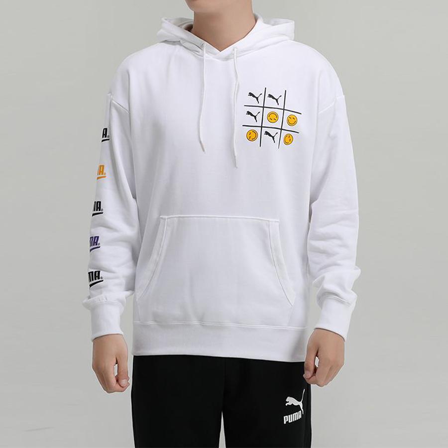 Puma Club Casual Print Hoodie Men Hoodie White 530368-02