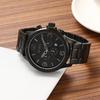 BUREI Analog Watch with Date Waterproof Quartz Black Simple Design for Business and Casual Chronograph with Large Luxury Gift for Men Men's Display,
