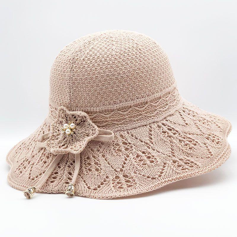 Sun Hat Women's Sun Protection Outdoor Cotton Jacquard Knitted Folding Sun Hat Summer