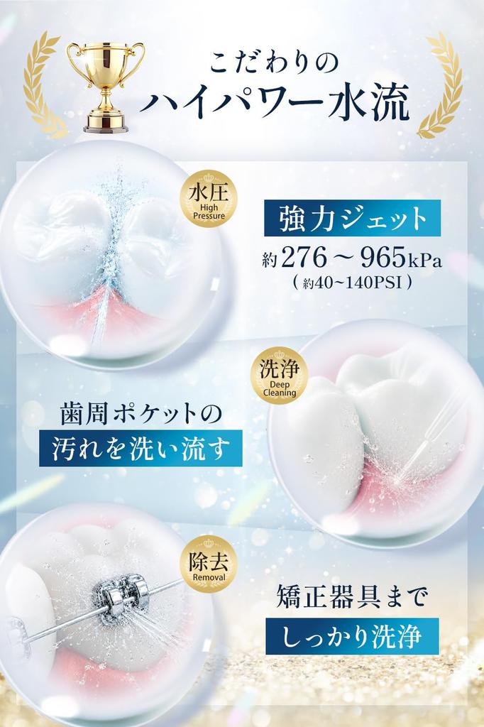 [400ml for 1 Minute 45 Seconds of Use] Oral Irrigator Jet Washer IPX7 Waterproof [Japanese Company] Interdental Care Oral Care AromaNova Cordless