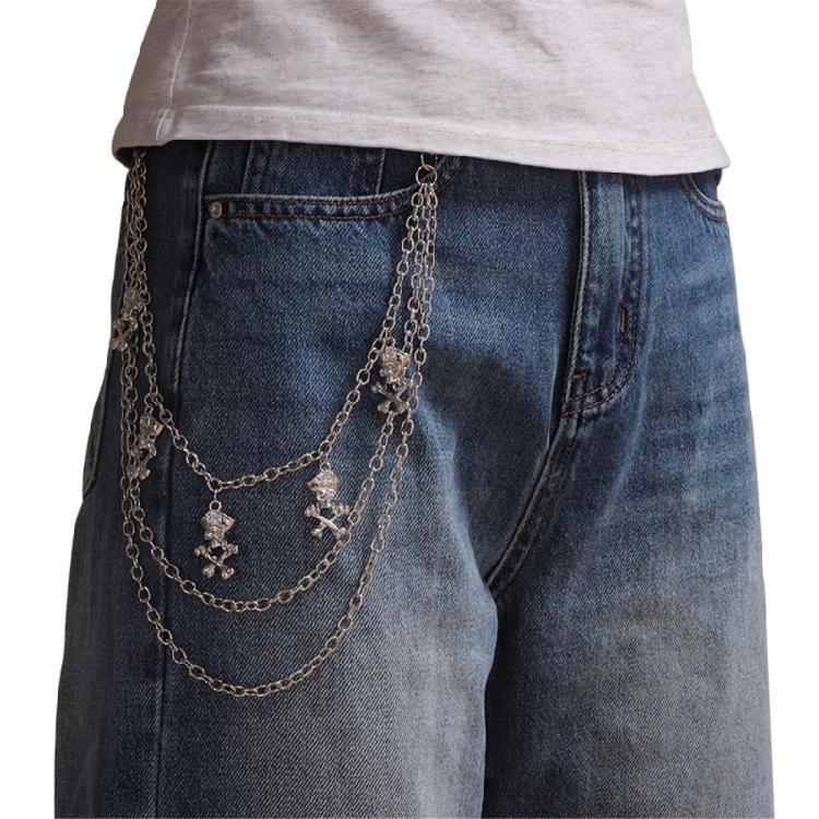 Edgy Skull Charm Metal Jeans Chain Punk Waist Decoration For Women Hip Hop Style