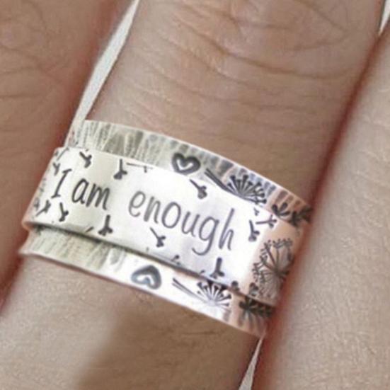 

Винтажное кольцо ручной работы «I am Enough» с буквами «Любовь» для мужчин и женщин, ювелирные изделия