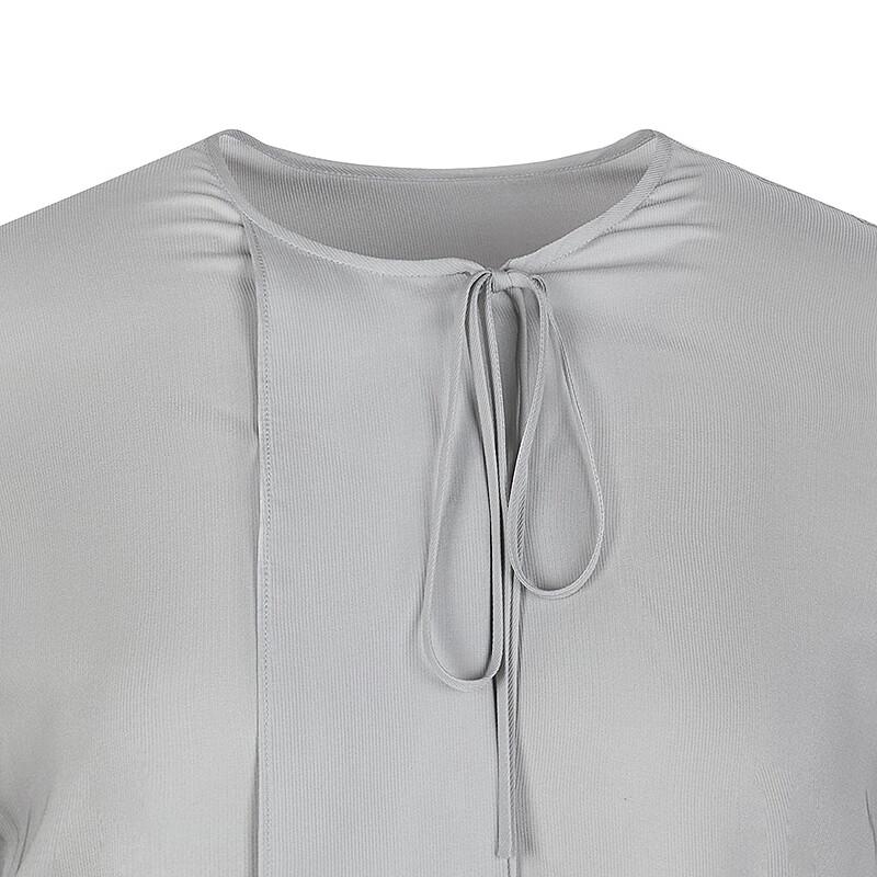 LESS 2025 Spring Mulberry Silk Round Neck Long Sleeve Shirt