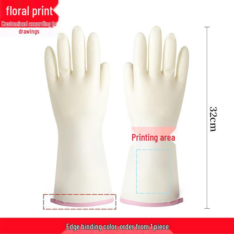 Durable Nitrile Household Gloves for Kitchen and Dishwashing - Waterproof, Thin, with Printed Edge.