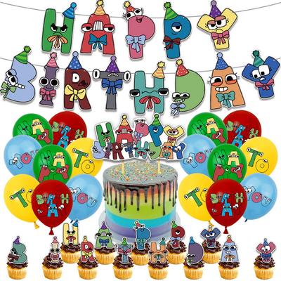 Coloring Alphabet Lore Birthday Party Decoration Alphabet Balloon Banner Cake Topper Birthday Party