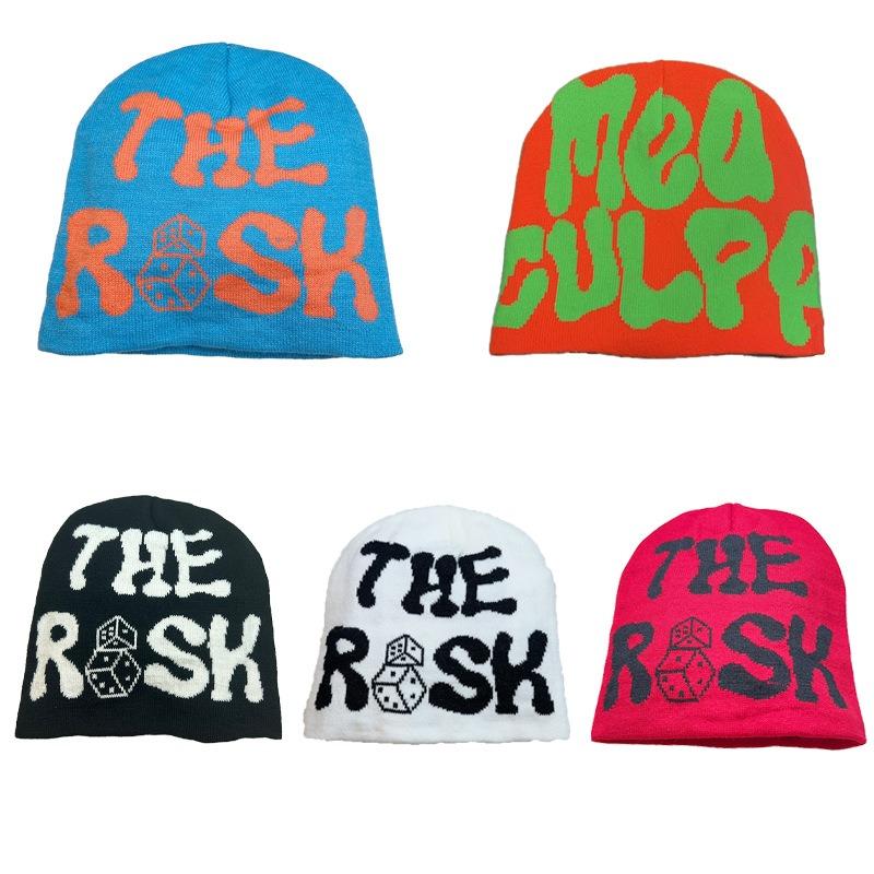 Y2K Hip Hop Alphabet Hat Wool Knitted Cold Hat Warm Elastic Outdoor Knitted Hat Trend Ice Hat