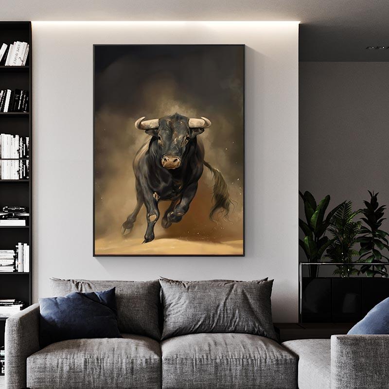 Abstract Animal Canvas Painting Wall Art Colorful Cow Posters and Prints Modern Living Room Home Decoration Pictures No Frame