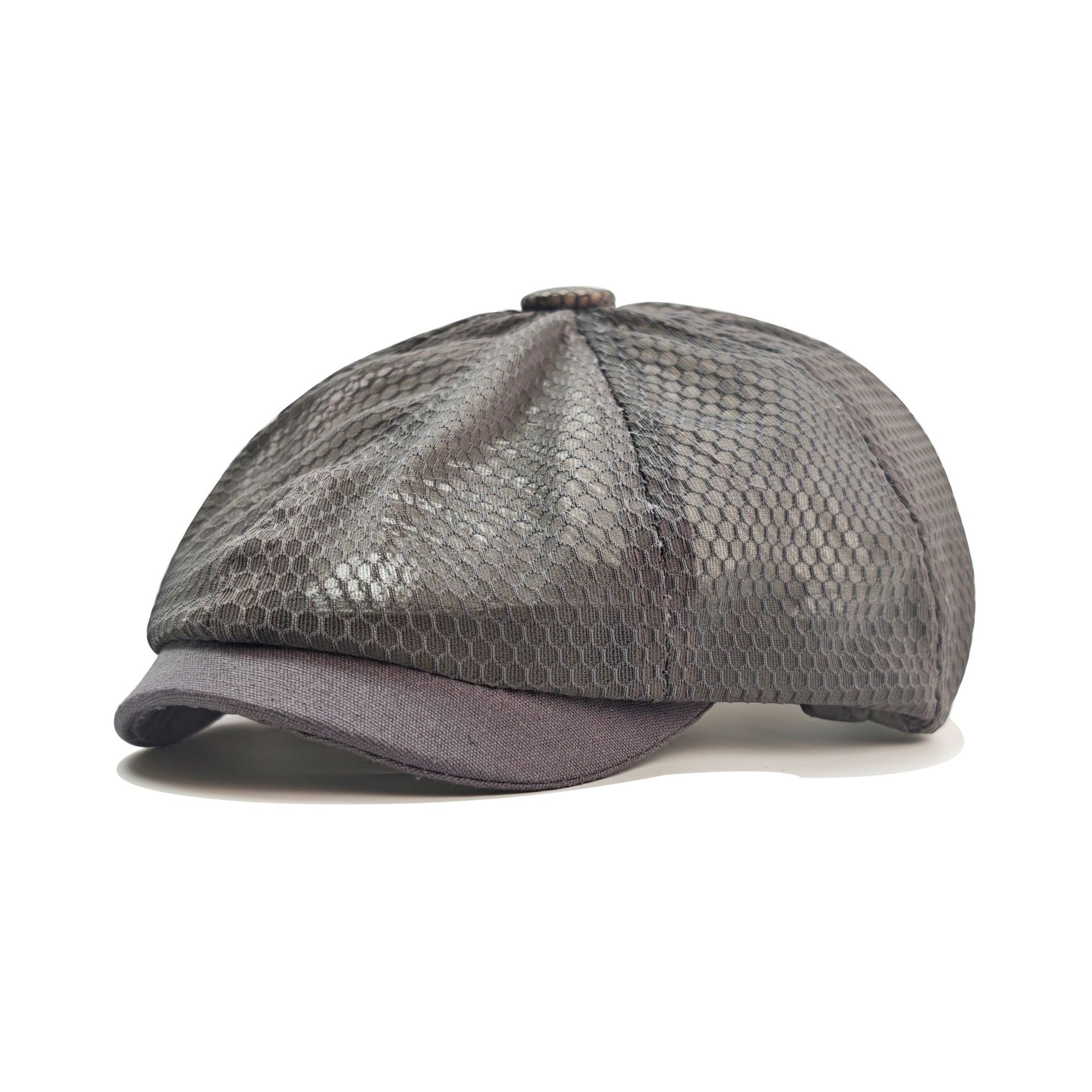 JYL TS DIY Сетчатая восьмиугольная кепка Кепка-газетчик Летняя шляпа Полиэстер grey_ селеста