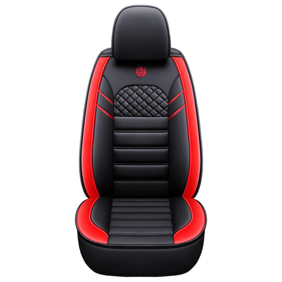 Universelle Schwarz-Rot Luxus Diamantstreifen Abriebfeste PU-Leder 5D Surround Atmungsaktive Auto Auto Sitzbezüge