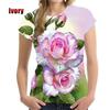 Roses Flower T Shirt Women 3D Floral Blossom Printed T-shirt Harajuku Fashion Streetwear Tee Shirts Womens Clothing Short Sleeve