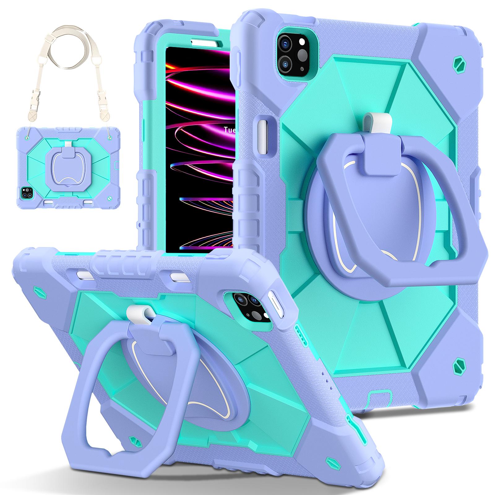 Robuuste Case voor iPad Pro 11 4e 3e 2e 1e Air 5 4 10.9 Siliconen + PC Schokbestendig Standaard Tablethoes met Schouderbanden iPad Pro 11 2022 4th