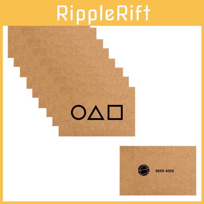 Mystical Squid Game Invitation Business Cards Pack With Square Triangle Circle Icons