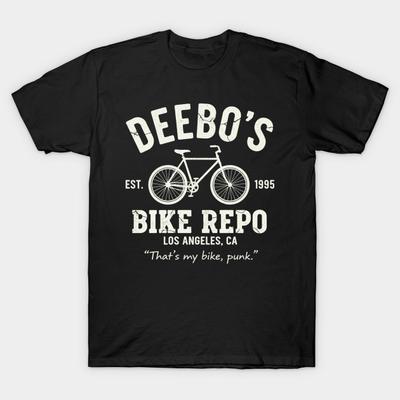 Men Black Print T-shirt Deebo'S Bike Repo Est. 1995 - Vintage Logo No-Cut Transfer Paper Print Cotton Tshirt