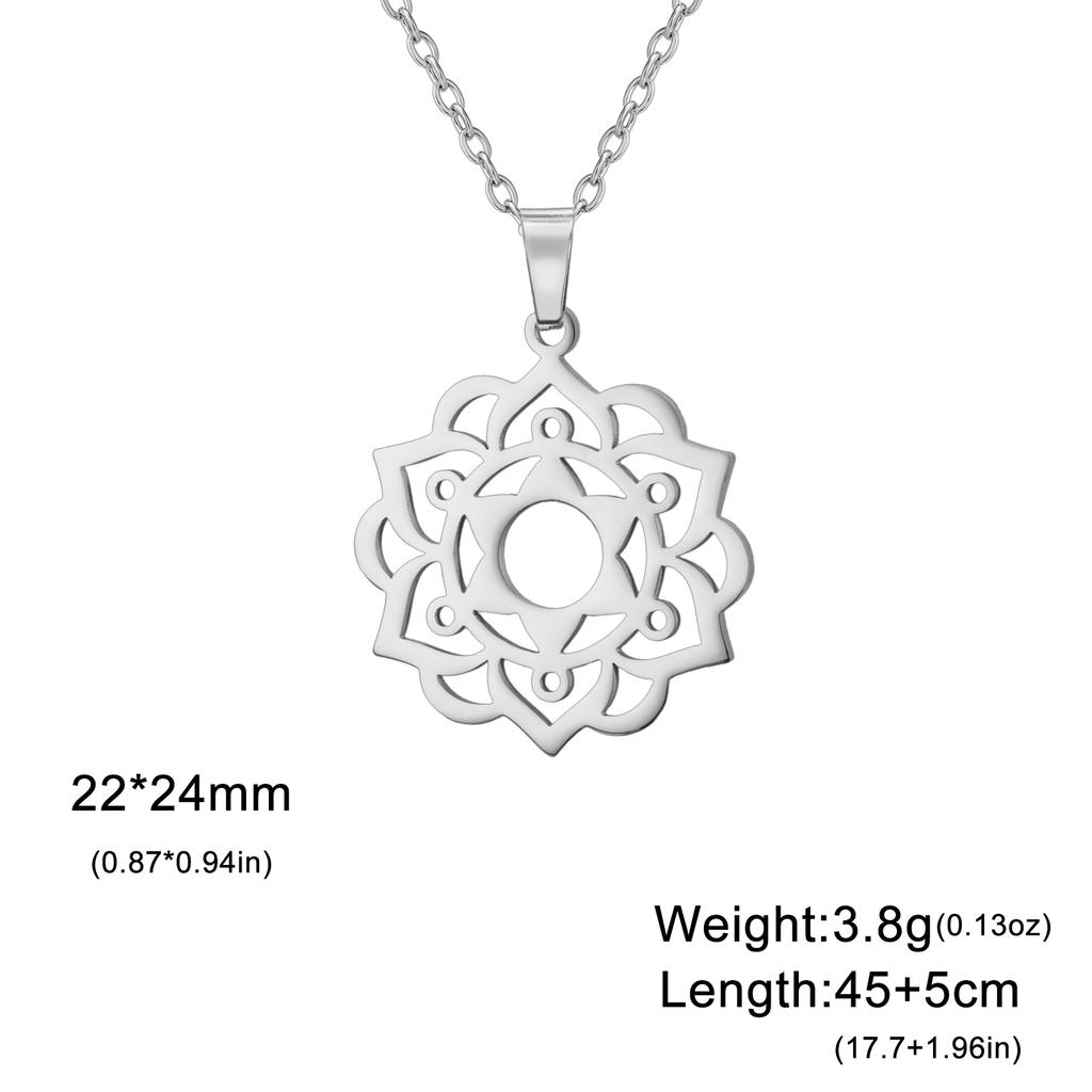 LIKGREAT Yoga Lotus Necklaces Stainless Steel Flower of Life Pendant Women Girls Mandala Healing Buddha Spiritual Chakra Jewelry