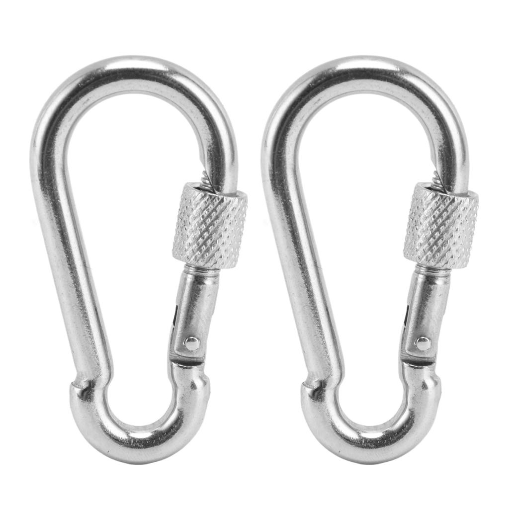 2Pcs Spring Snap Hook Carabiner 316 Stainless Steel Clips Rigging Safety Buckle Accessories