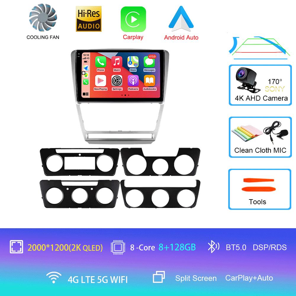 Car Radio Android 14 for Volkswagen Skoda Octavia 2 A5 2007 - 2014 Multimedia Video Player Navigation 2Din Carplay DVD Head Unit