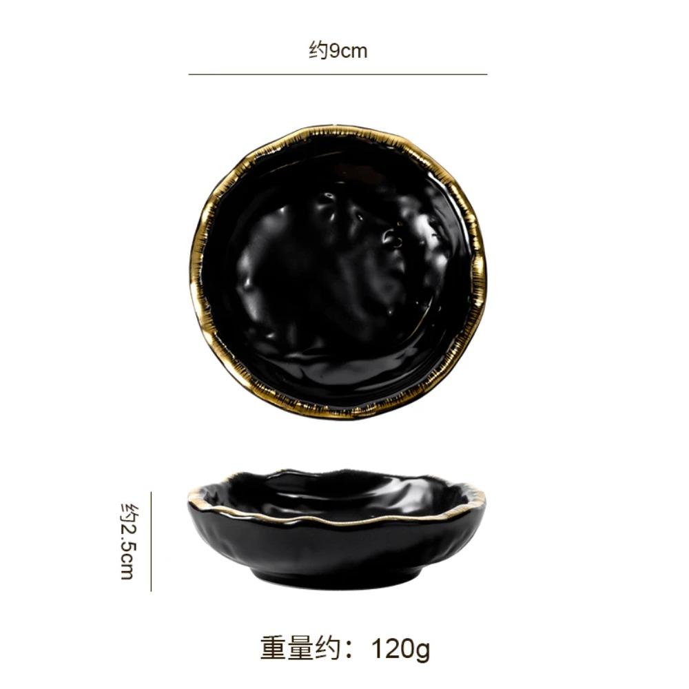 Round Ceramic Steak Plate with Stone Pattern and Gold and Silver Edge Western Restaurant Kitchen Dessert Fruit Plate Tableware
