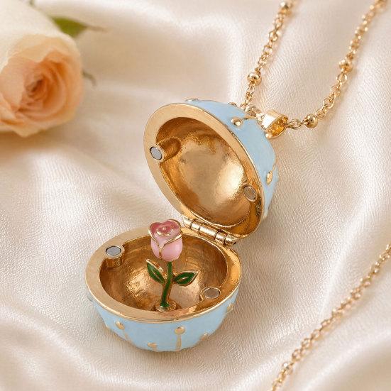 Openable Oval Pendant Necklace Dainty Birth Flower Necklace January To December