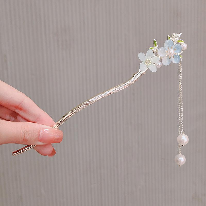 

Elegant Peach Blossom Tassel Hairpin - 2023 Hanfu Headdress