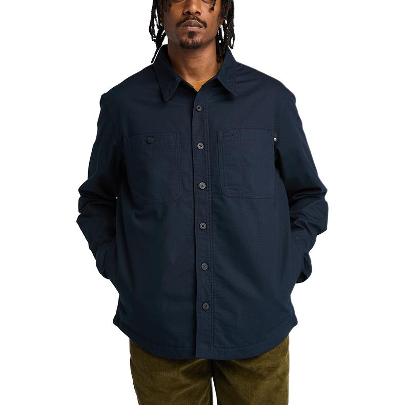 Timberland Einfarbige Polo-Outdoor-Hemden mit mehreren Taschen, langärmelig, bequem für Herren, Tief-Saphirblau A5MB2-433