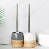 Long Handle Toilet Brush Bathroom Cleaning Tool with Ceramic Base Holder