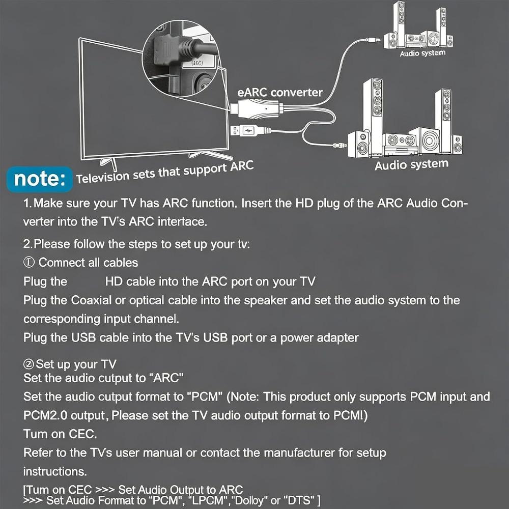 Plug and Play eARC ARC to Optical Converter Optical Audio Adapter  Soundbar Connection