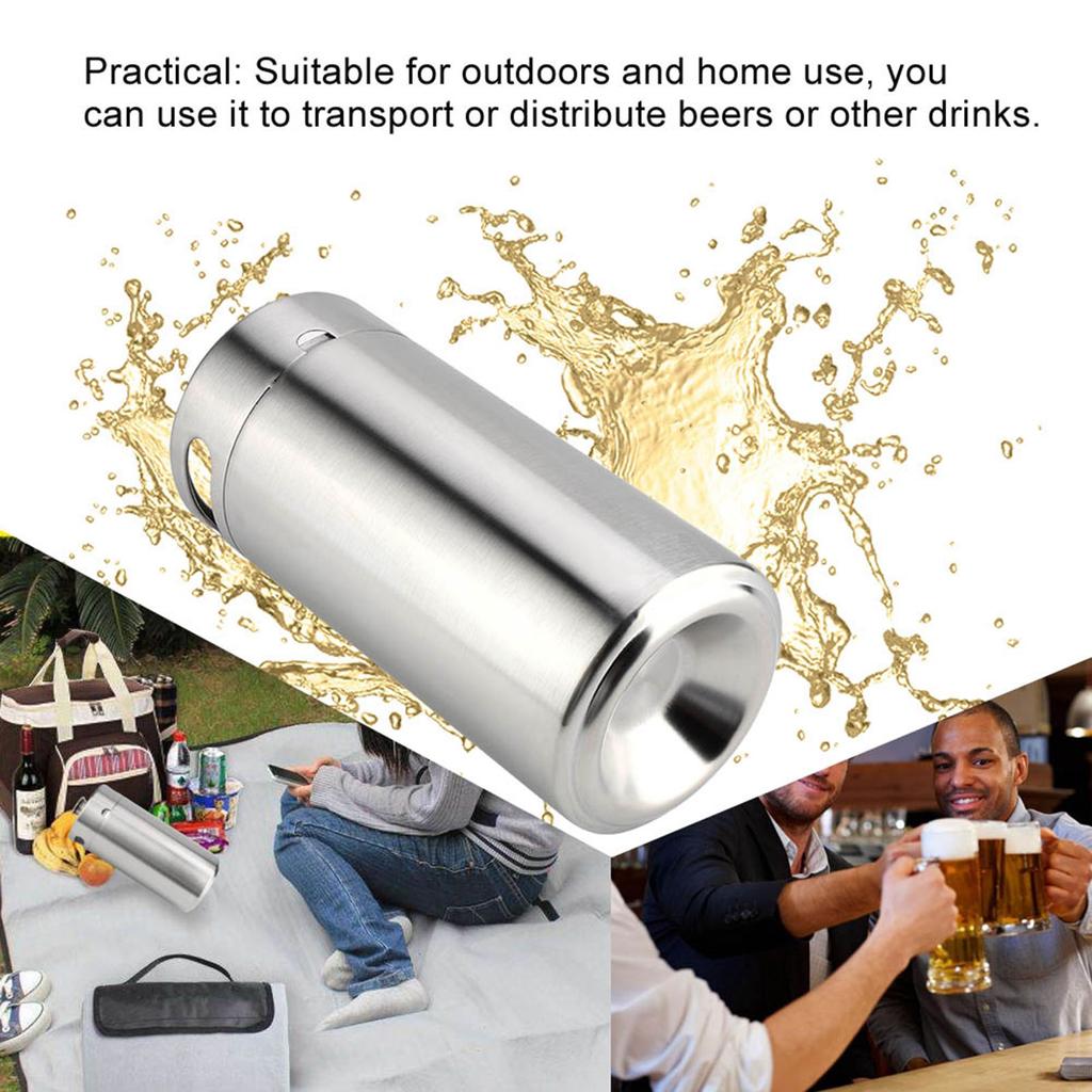 Stainless Steel Beer Barrel Practical 4L Barrel with Spiral Cover Lid Home Hotel Supplies