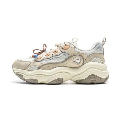 Honey Versatile Retro Thick-Soled Fashionable Dad Shoes Women Sneakers Off-White Sand Khaki AGCV276-3