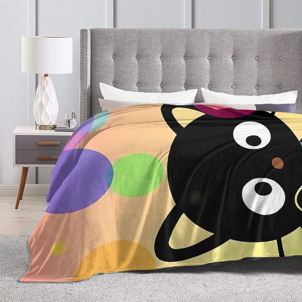 Cute Chococats Blanket Quality Warm Black Cat Throw Blanket Winter Boy Girl Couch Chair Pattern Bedspread