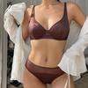 Conjunto de ropa interior de seda de hielo francesa para mujer, conjunto de sujetador push up de encaje sexy con relleno desmontable, sujetador de copa fina, conjuntos de lencería sin costuras