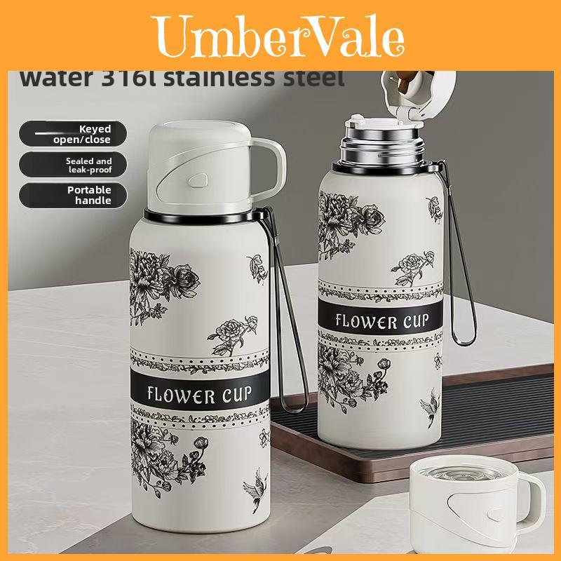 Flower Insulated Travel Mug With Leak Proof Lock For Office And Outdoor Use