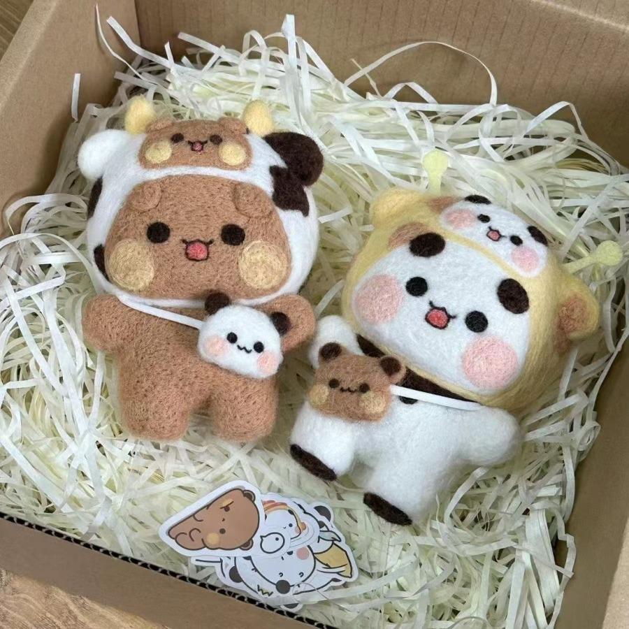 Bubu Dudu Wool Needle Felting Kit Non-finished Dolls DIY Felting Set Yier Panda Bear Handmade DIY Gift Animal Felt Crafts