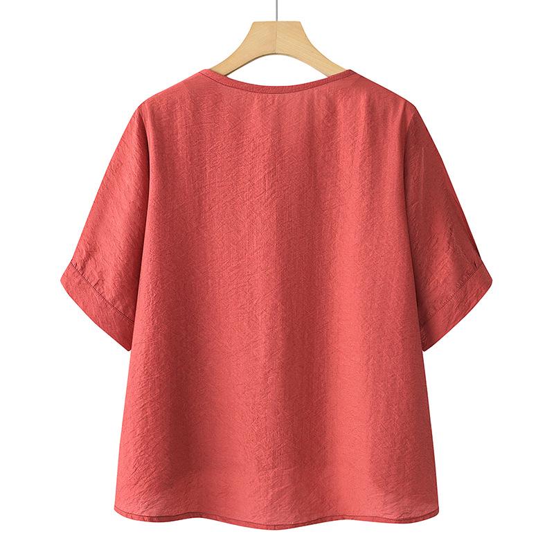 Women's Tencel Linen Embroidered Short-Sleeve T-Shirt & Pants Two-Piece Set - Summer 2025 Collection for Middle-Aged Moms