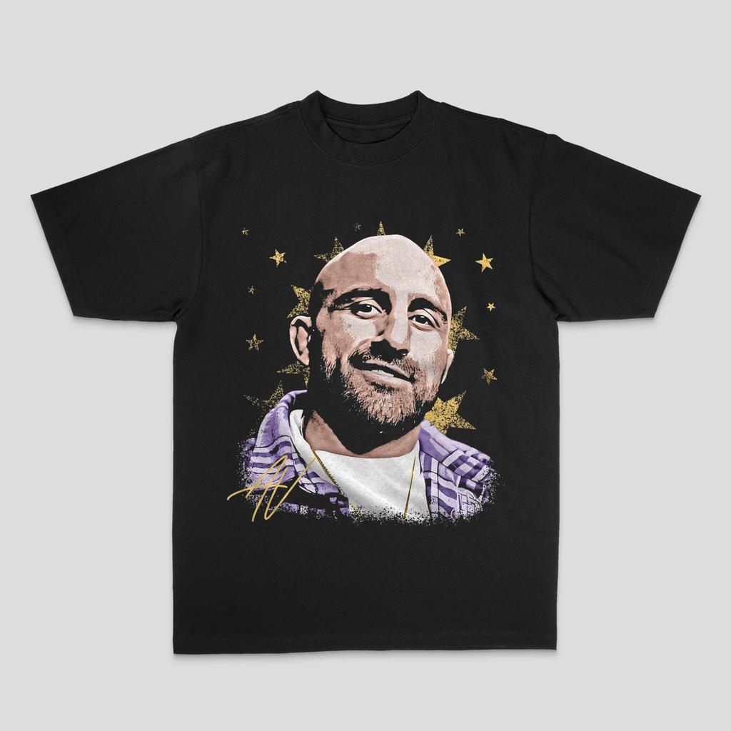 Relaxed Street-style Pure Cotton Short-sleeve T-shirt with Direct-printed Portrait Graphics and Boxing Short Sleeves Tops
