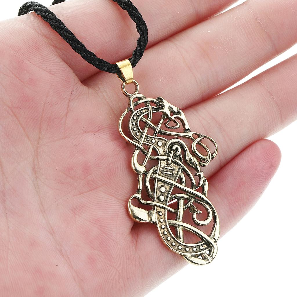 Kinitial Punk Viking Norse Dragon Knot Antiquity Pendant Necklace Vintage Strange Collar Chain For Man Women Chic Jewelry Gift