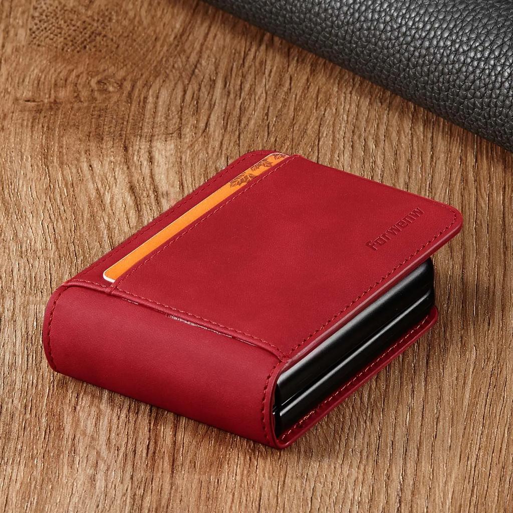 Flip Leather Cover for Samsung Galaxy Z Flip 6 5 4 3Flip6  Flip5 Flip4 Flip3 Cards Solt Holder Wallet Magnetic Phone Case