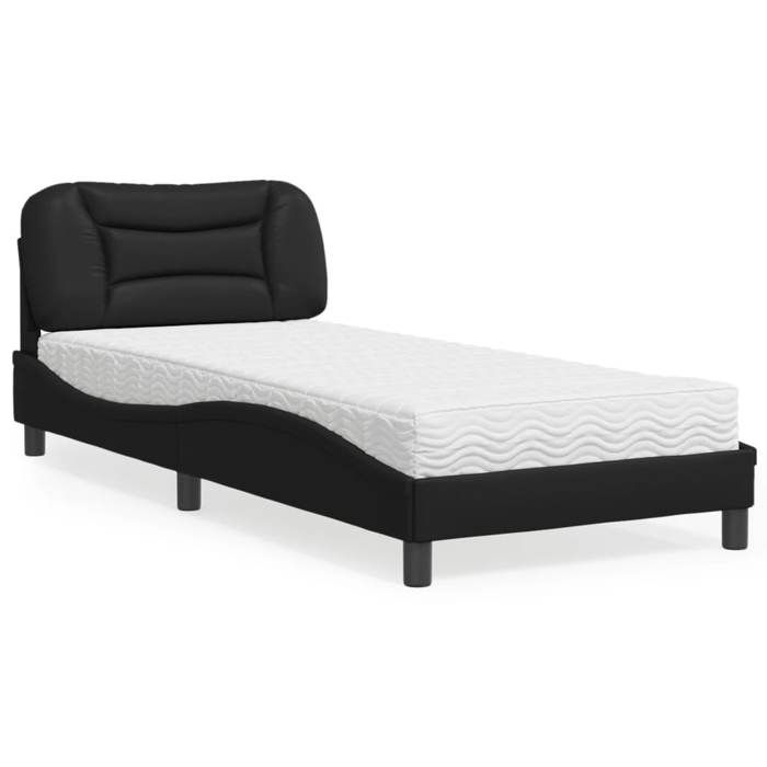 VidaXL Lit avec matelas noir 80x200 cm similicuir 3208682