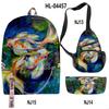 Classico Novità Divertente Cool Carpa Dorata Stampa 3D Set da 3pz Zaini Scolastici multifunzione Zaino da Viaggio Borsa a Petto Astuccio