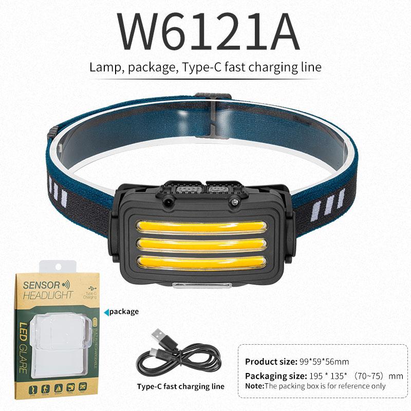 USB Rechargeable Headlights Outdoor Household Portable LED Headlamp with Built-in 1800mah Iithium Battery Head Lamp
