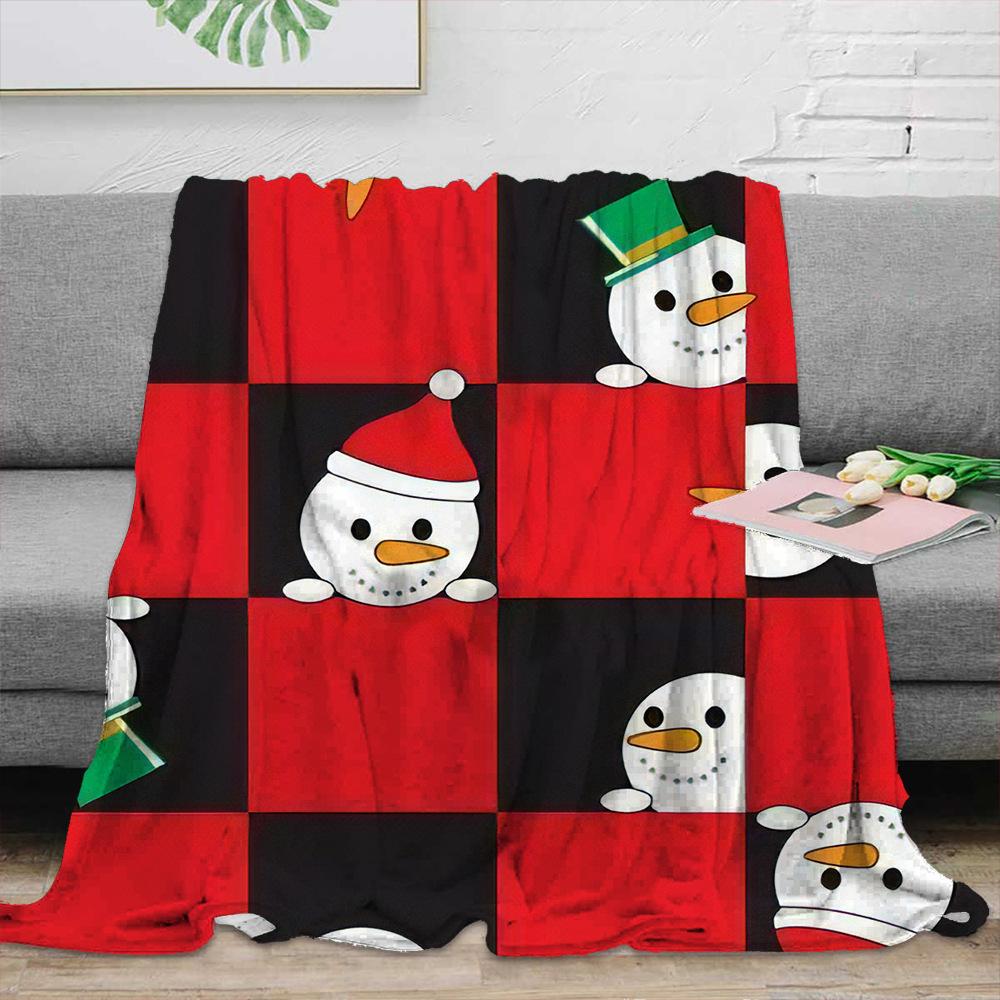 Christmas snowman theme Printed Blanket for Sofa Travel Camping Living Room Office Conditioning Blanket for All Seasons Gifts