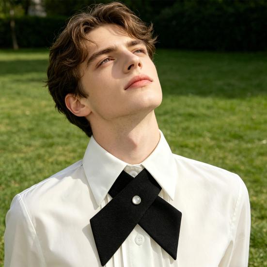 Bow Tie Adjustable Length Soft Touch Pure Color Neck Tie Formal Occasions Business Weddings Parties Outfit Accessory