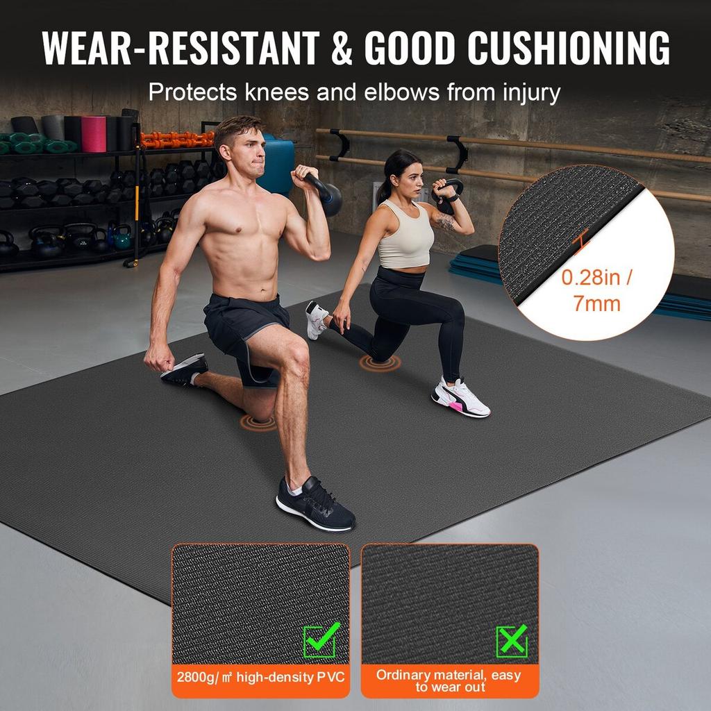 Exercise Mat Non Slip Yoga Mat Gym Fitness Pilate Workout Mat (7x5ft)