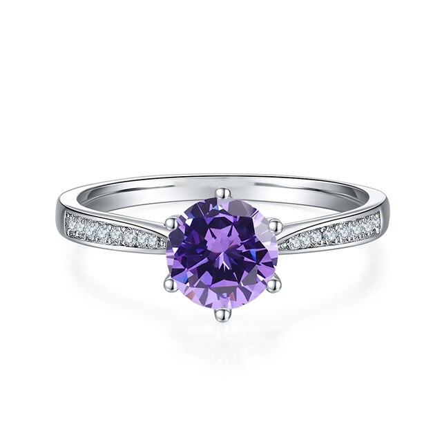 Moissanite Ring For Women Purple Pink Red Green Yellow Lab Diamond 925 Sterling Silver Wedding Rings Jewelry