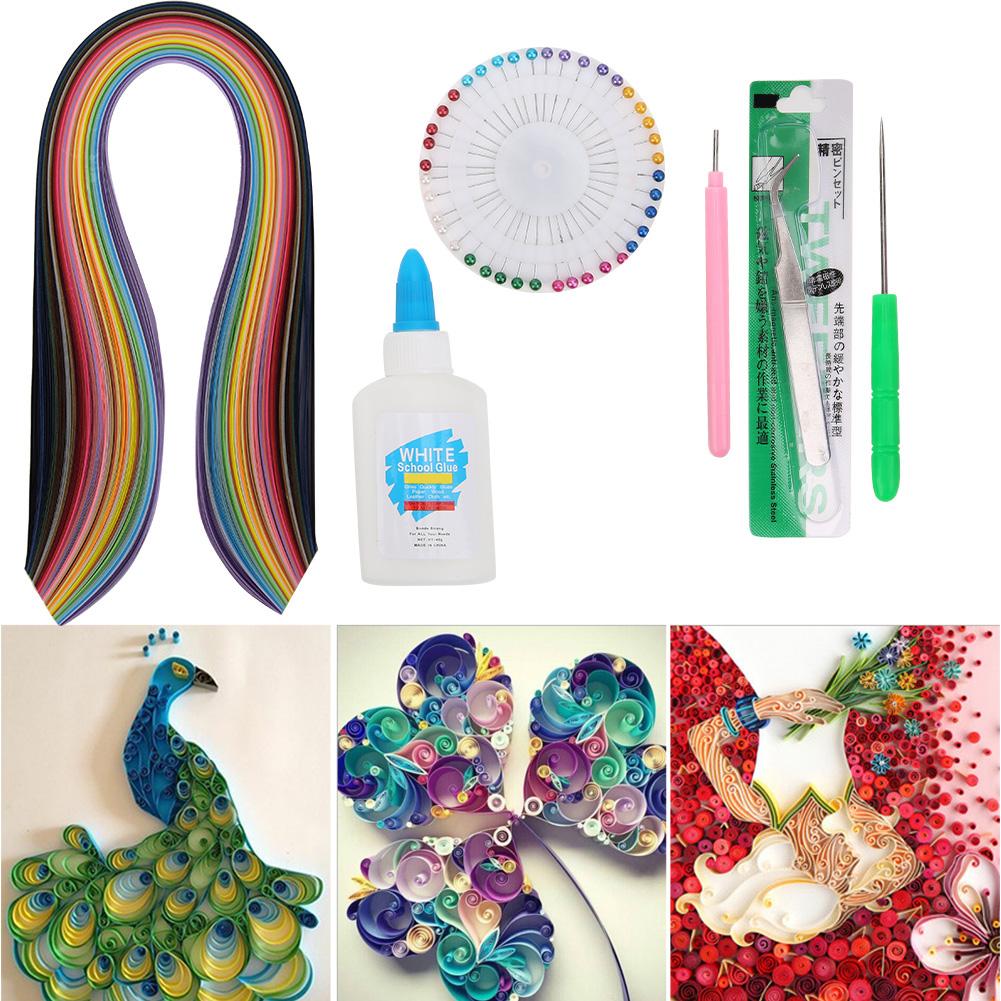 Popieriaus vėlimo įrankių pradedančiųjų rinkinys 36 spalvų juostelės vėlimo rašiklis perliniai smeigtukai „pasidaryk pats“ popieriaus amatas
