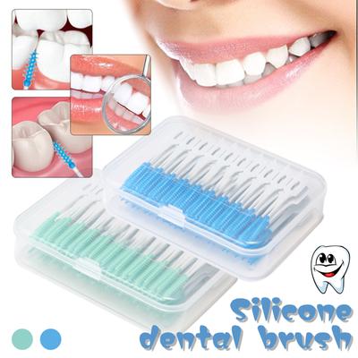 160pcs/set Disposable Soft Silicone Toothpicks Double Ended Floss InterBrush DentalStick Teeth Picks Clean Oral Care Tool