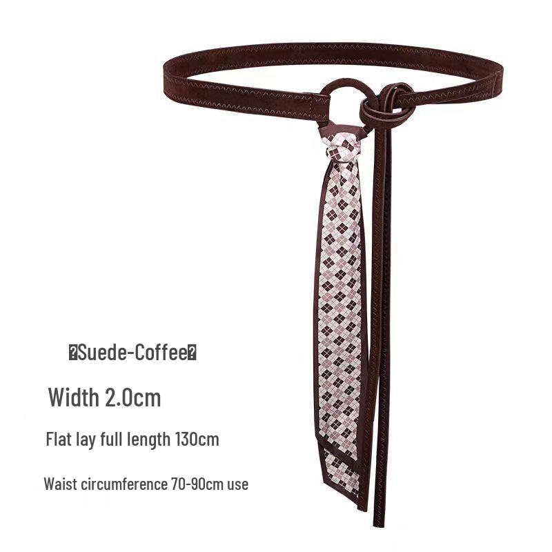 Богемный кофейный шелковый шарф-пояс: Женский аксессуар 2025