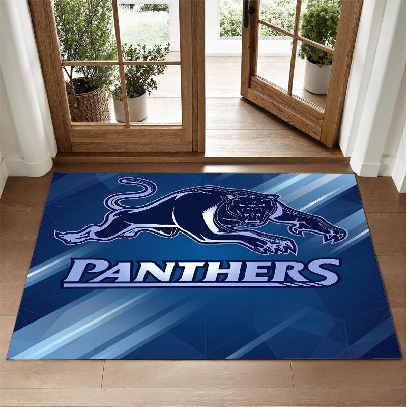 Penrith Panthers Design Crystal Velvet Rug Soft Decorative Mat for Bedroom Entrance